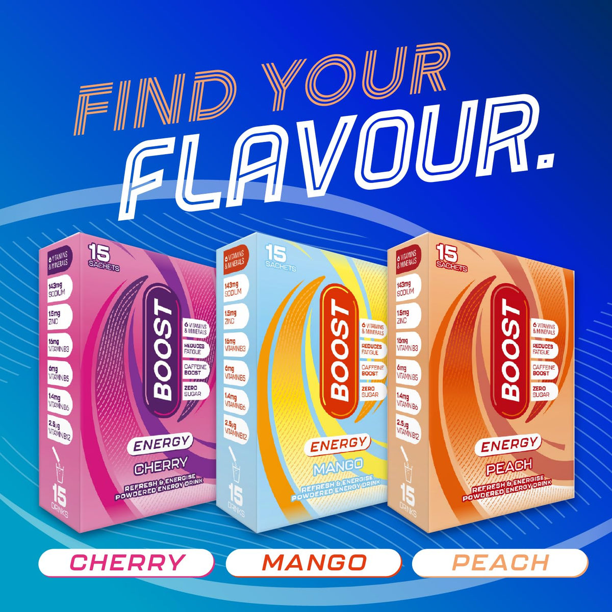 Boost Energy Powder Mango - Zero Sugar, 50mg Caffeine per Sachet | 6 x 5g Sachets 7