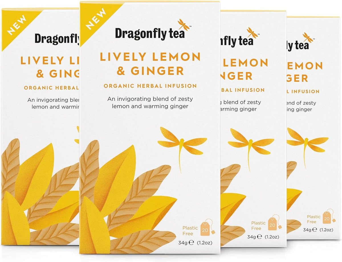 Dragonfly Lively Lemon and Ginger Organic Tea - 80 Tea Bags