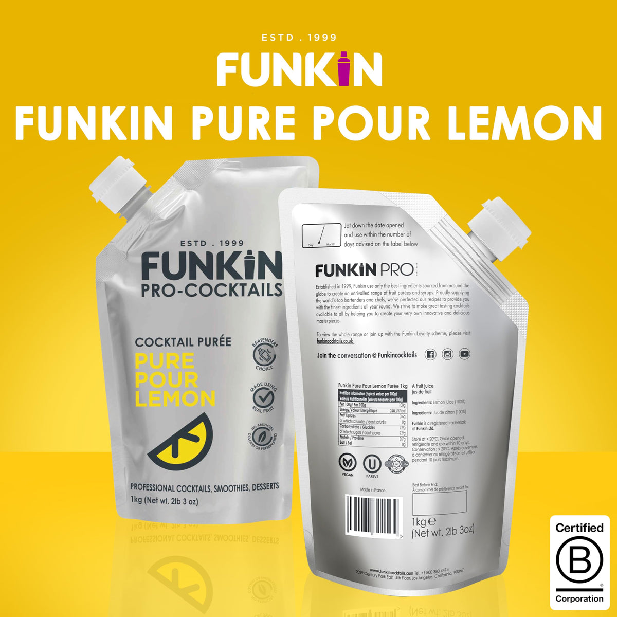 Funkin Pro Pure Pour Lemon Juice - 1kg Pouch | Sugar Free | Vegetarian 5