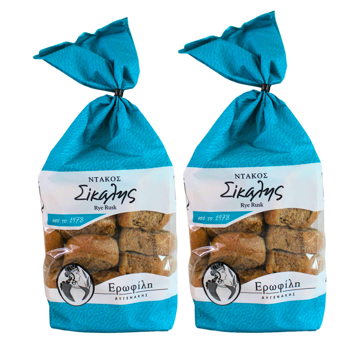 Erofili Rye Rusks - Authentic Cretan Crispbread | 800g (2 x 400g Packs)