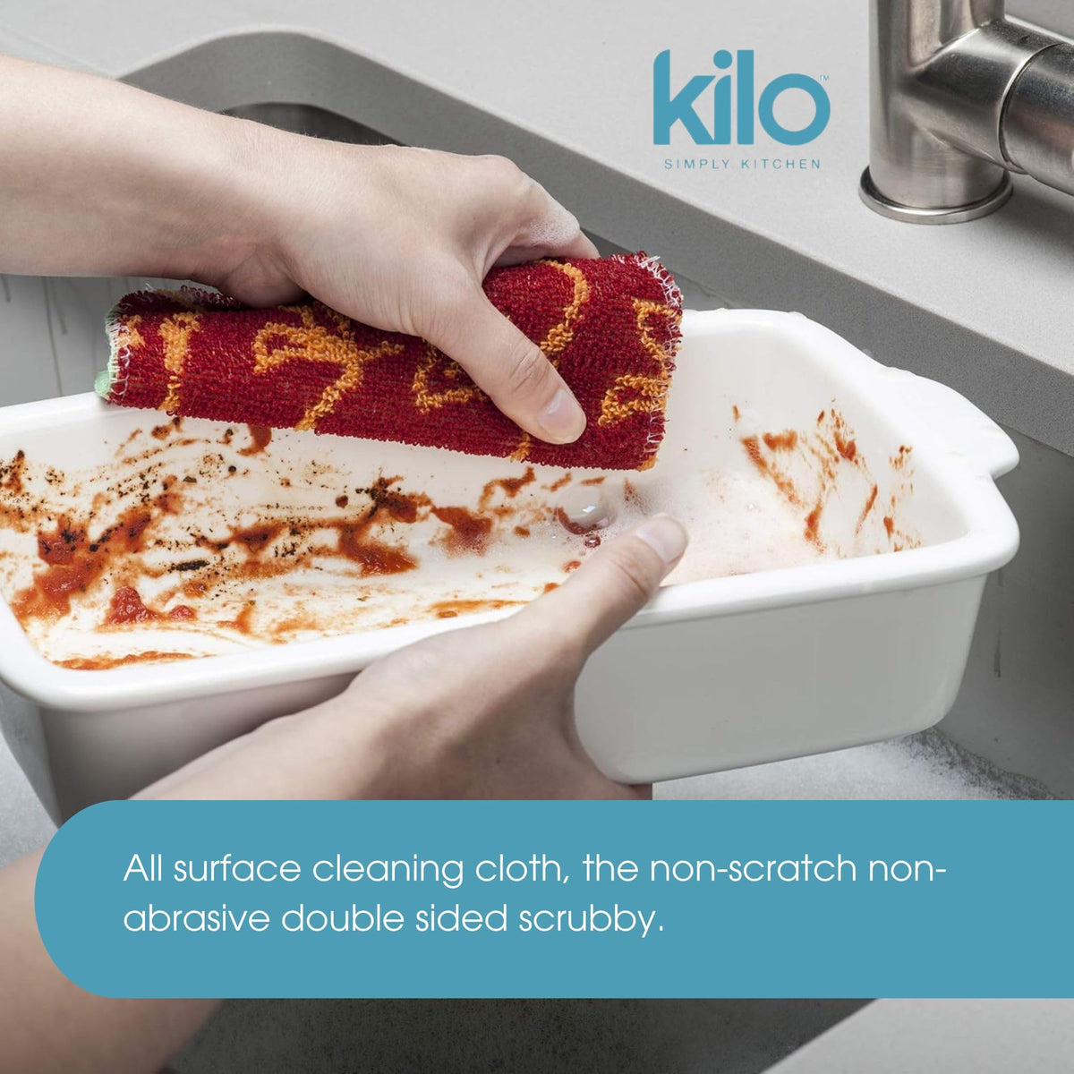 Kilo Scrubby Plus Non-Scratch Scourer with Delicate Cleaning Cloth Side - Set of 4 4