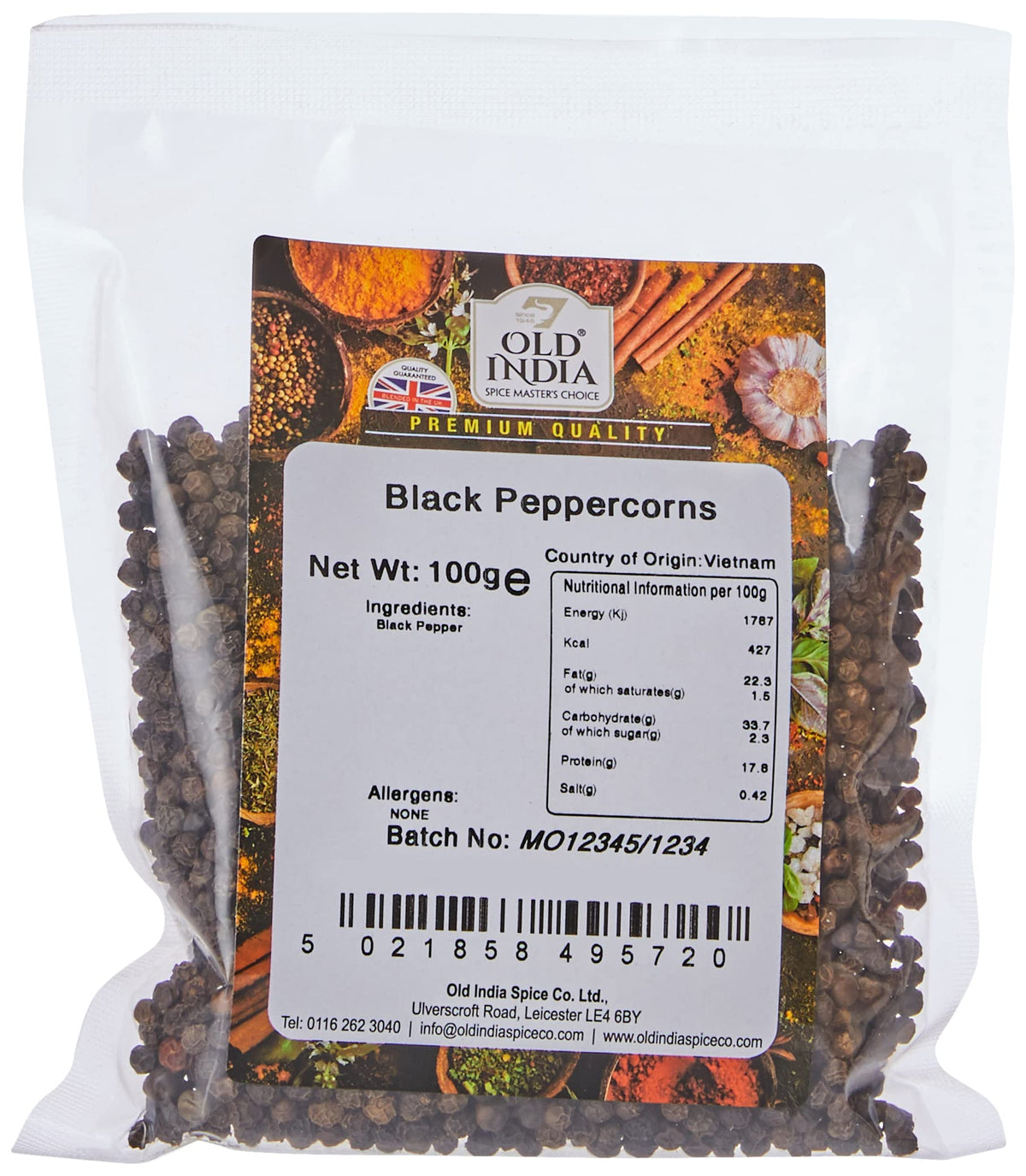 Old India Black Peppercorns - Whole, Natural, Additive-Free | 100g