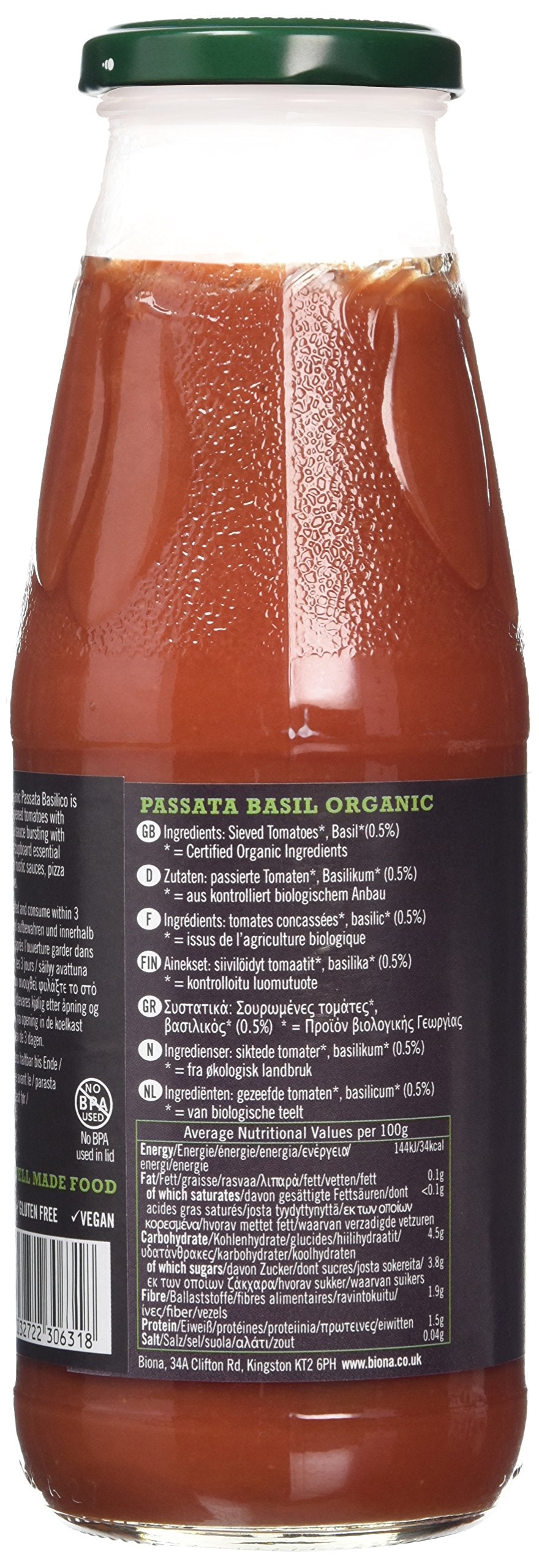 Biona Organic Passata with Basilico - 680g | Organic | Vegan-friendly 3