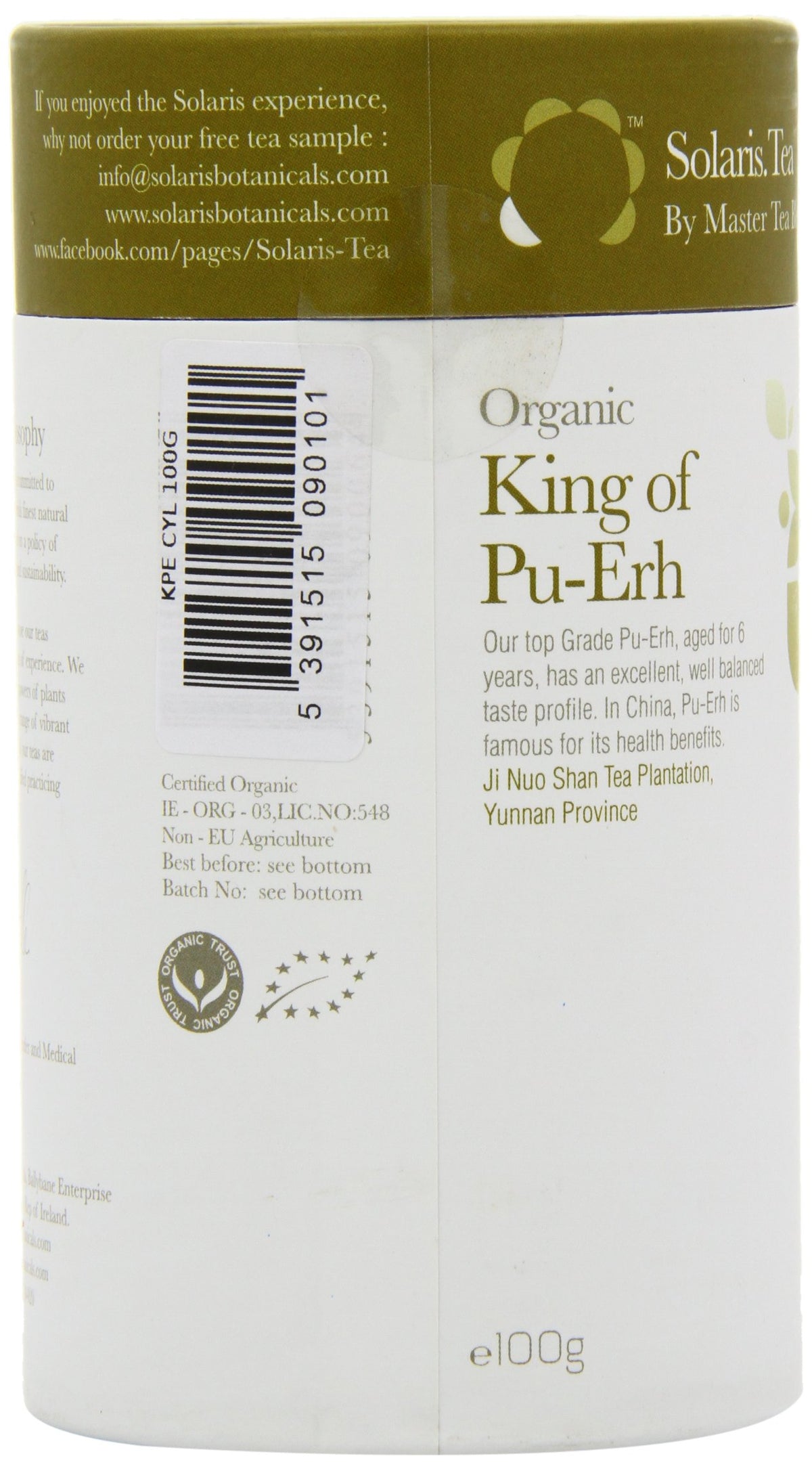 Solaris Tea Organic Loose Whole Leaf King of Pu Erh - Aged 6 Years | 100g | Gold Star Winner 6