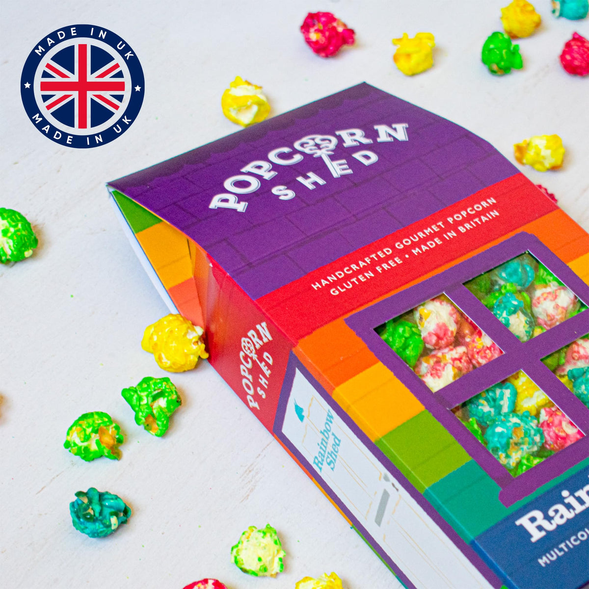 Popcorn Shed Rainbow Shed Gourmet Popcorn - 80g, Multicoloured Vanilla Caramel 3