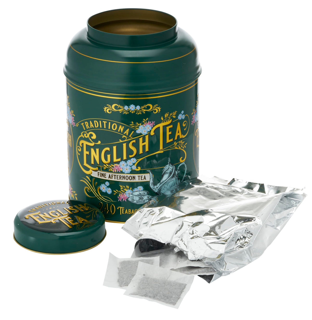 New English Teas Vintage Victorian Tea Tin - 240 English Afternoon Teabags | Bottle Green | 330g 2