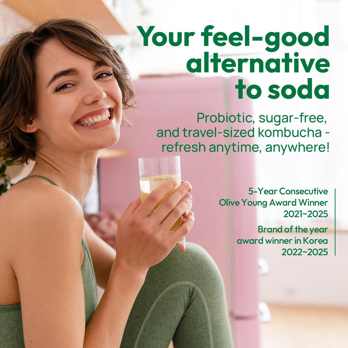 TEAZEN Lemon Kombucha Tea - Sugar Free, Live Probiotics, Portable Stick Mix