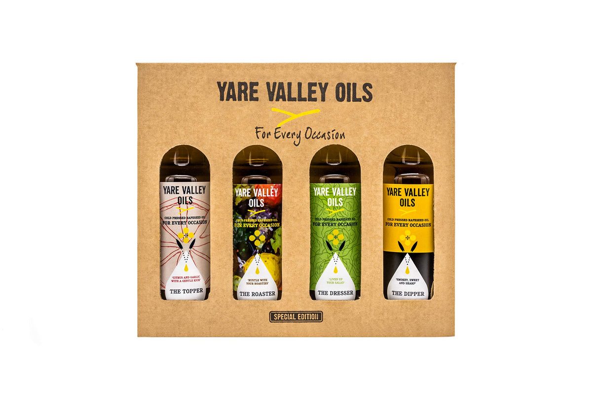 Yare Valley Oils Selection Box - 4 x 100ml Cold Pressed Rapeseed Oil & Vinegar Gift Set