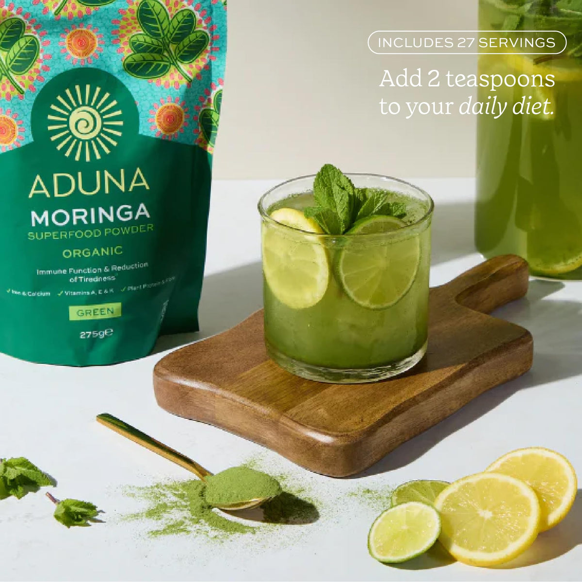 Aduna Moringa Powder - Certified Organic Superfood | 275g 3