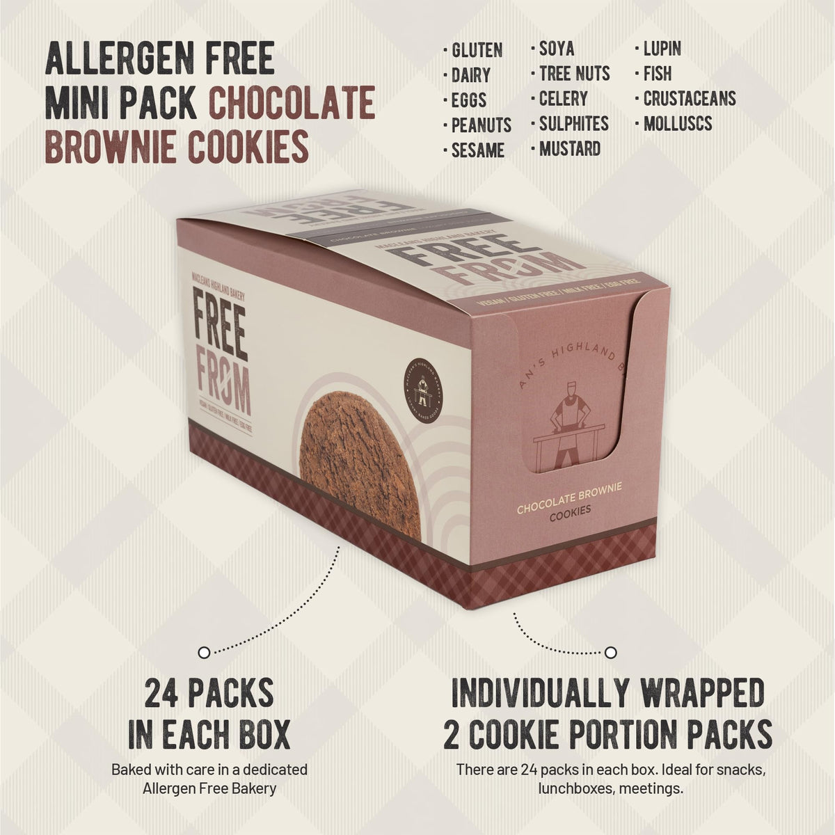 Maclean's Highland Bakery Free From Twin Pack Chocolate Brownie Cookies - 24 Packs x 30g 4