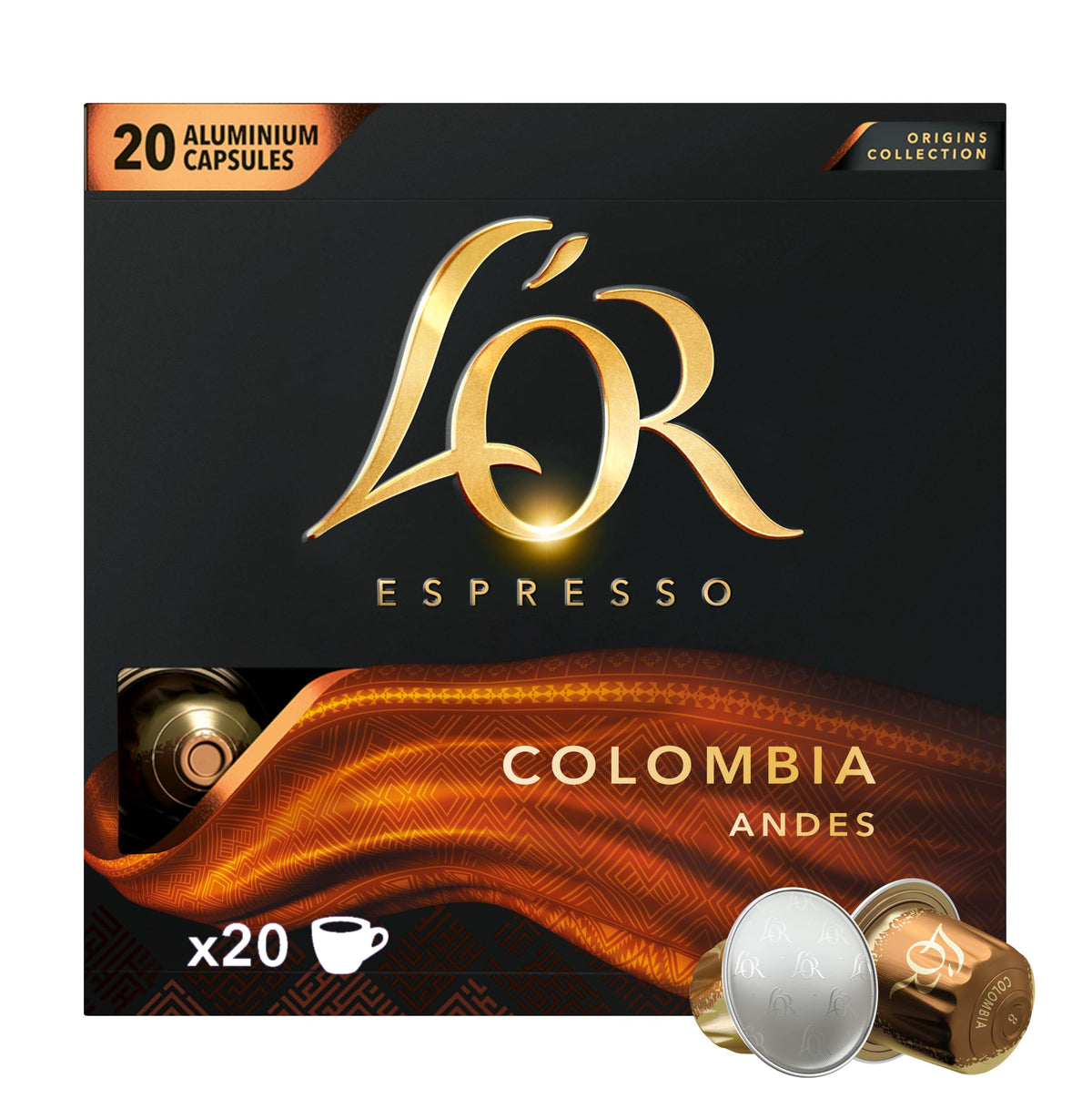 L'OR Espresso Colombia Intensity 8 Aluminium Capsules - 20 Count