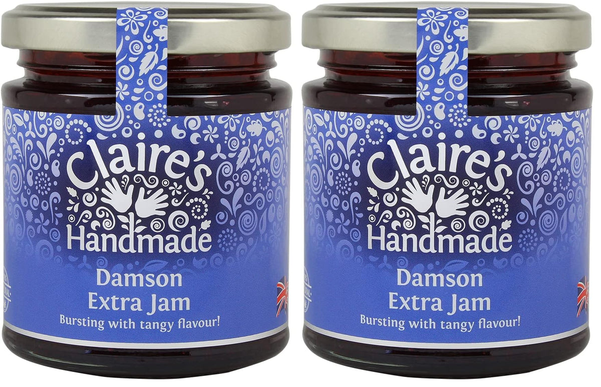 Claire's Handmade Damson Extra Jam - 227g (Pack of 2) | Gluten-Free | Suitable for Vegans