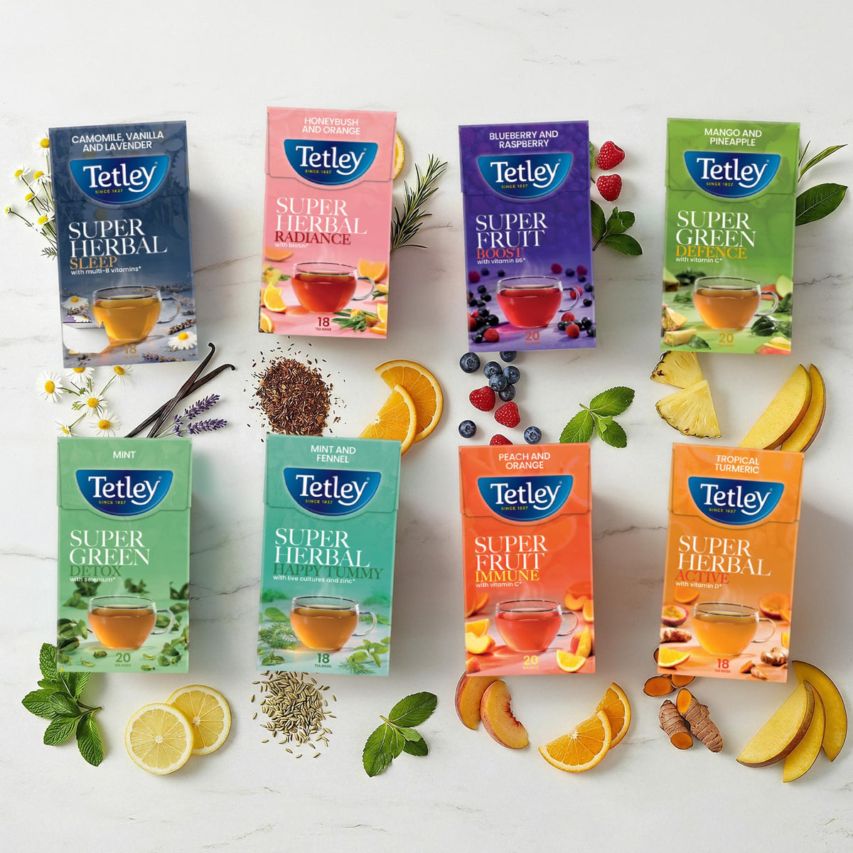 Tetley Super Green Tea Boost Strawberry & Raspberry Teabags - 20 Count, 50g 6