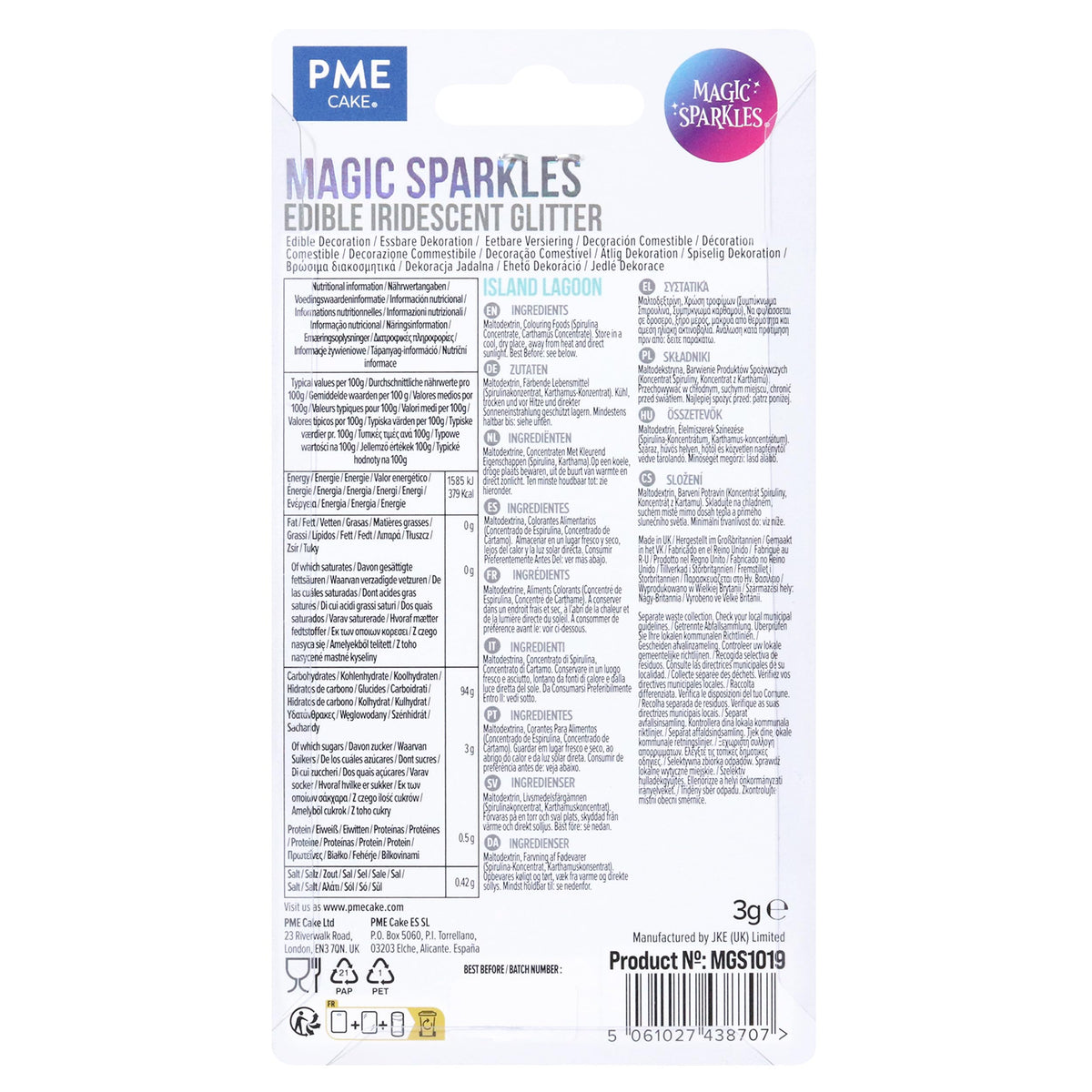 PME Magic Sparkles Edible Glitter - Island Lagoon, 3g 4