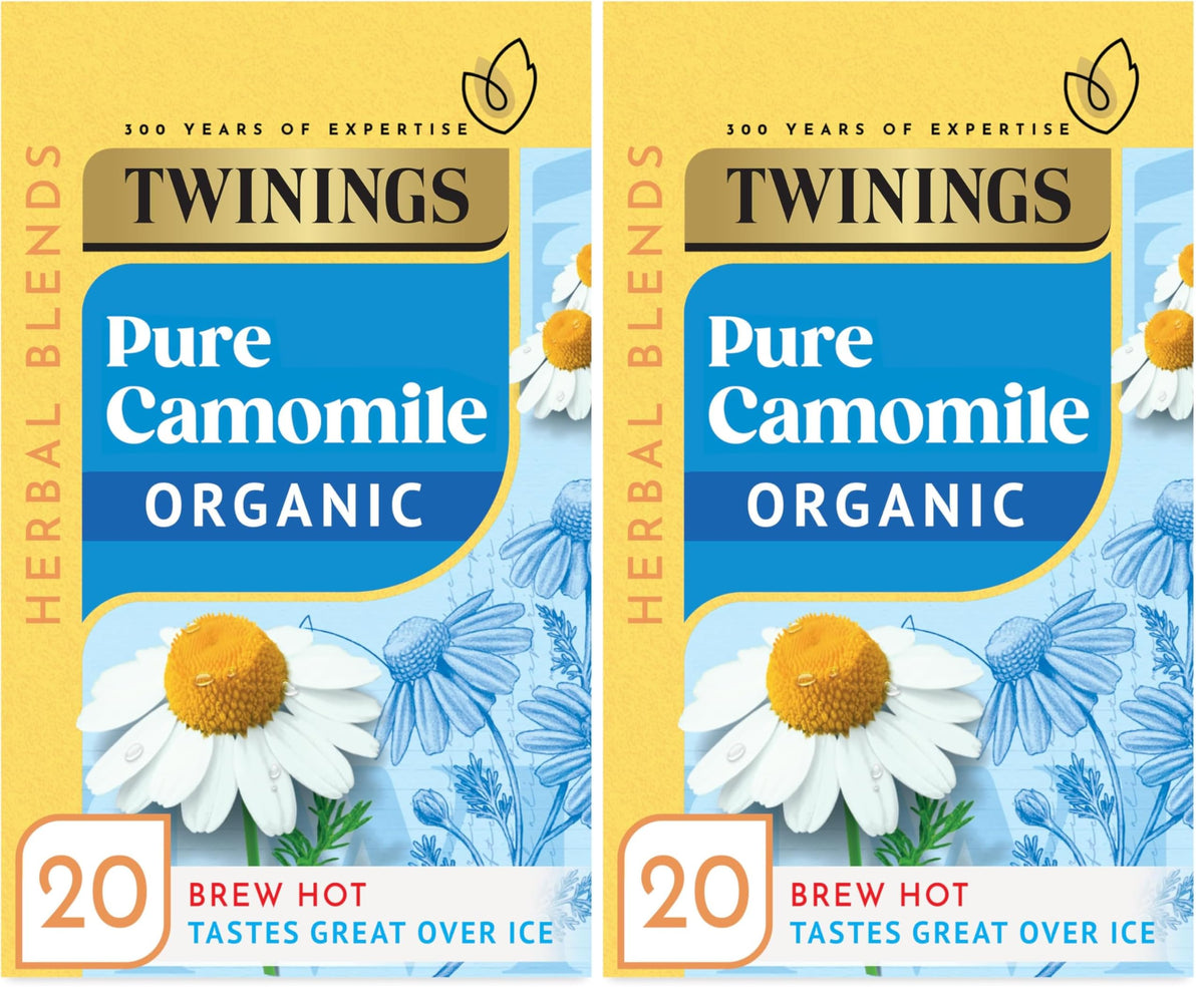 Twinings Organic Camomile Herbal Tea - Promotes Relaxation | 40 Tea Bags | Organic