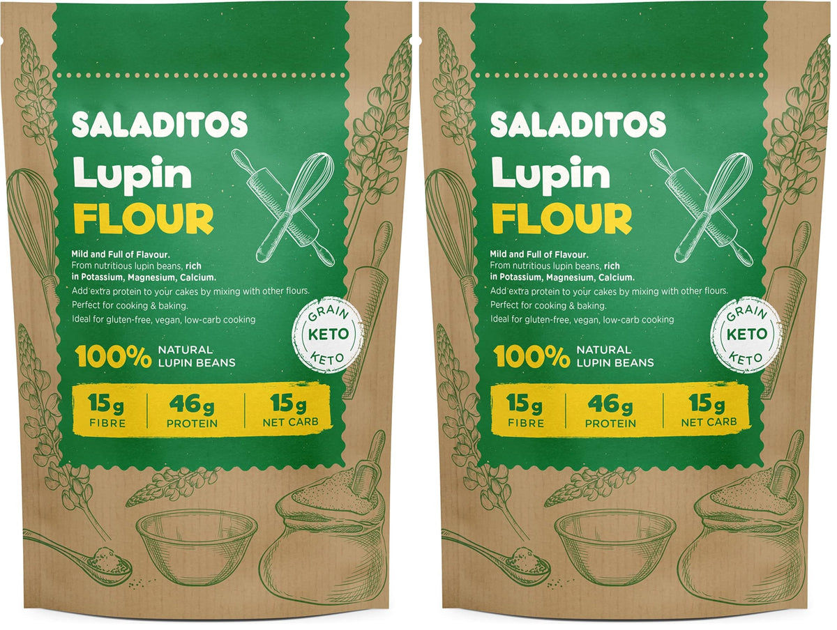 Saladitos Lupin Flour - High Protein, Low Carb, Keto Friendly | 800g Pack of 2