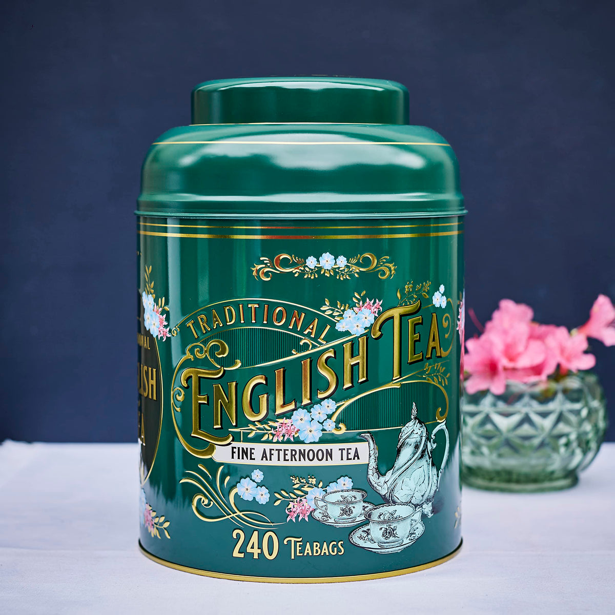 New English Teas Vintage Victorian Tea Tin - 240 English Afternoon Teabags | Bottle Green | 330g 9