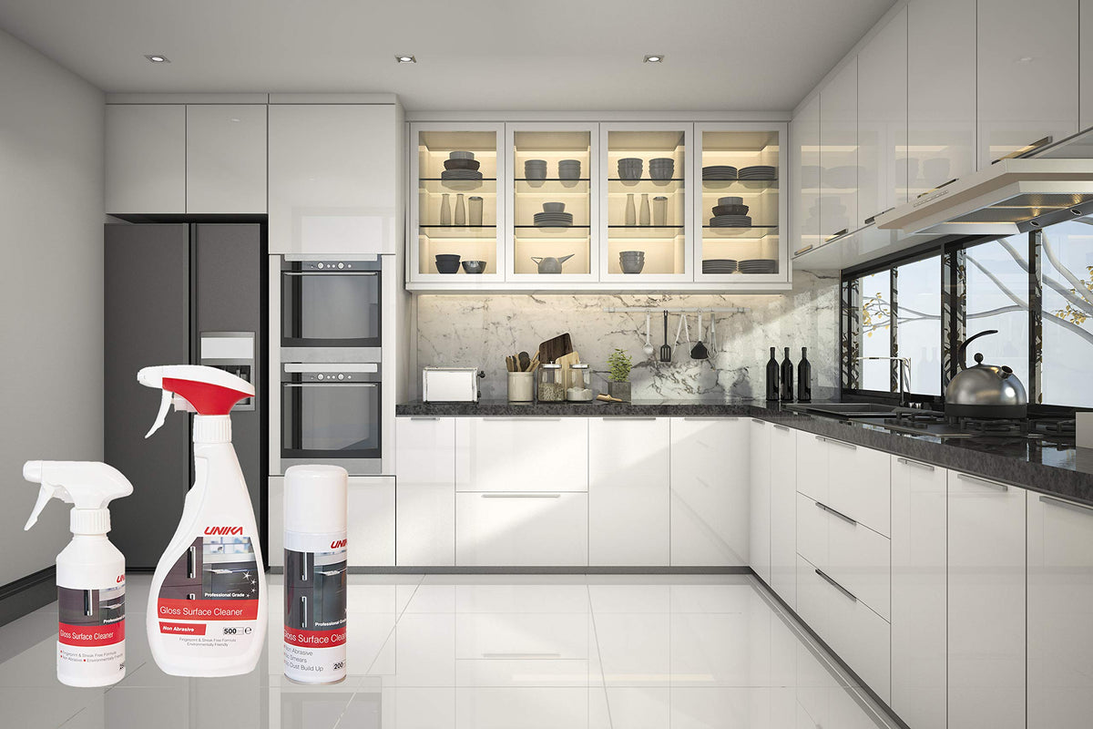 Unika Gloss Surface Cleaner - Streak-Free Shine for Gloss, Glass & Chrome | 500ml Lemon Scent 8