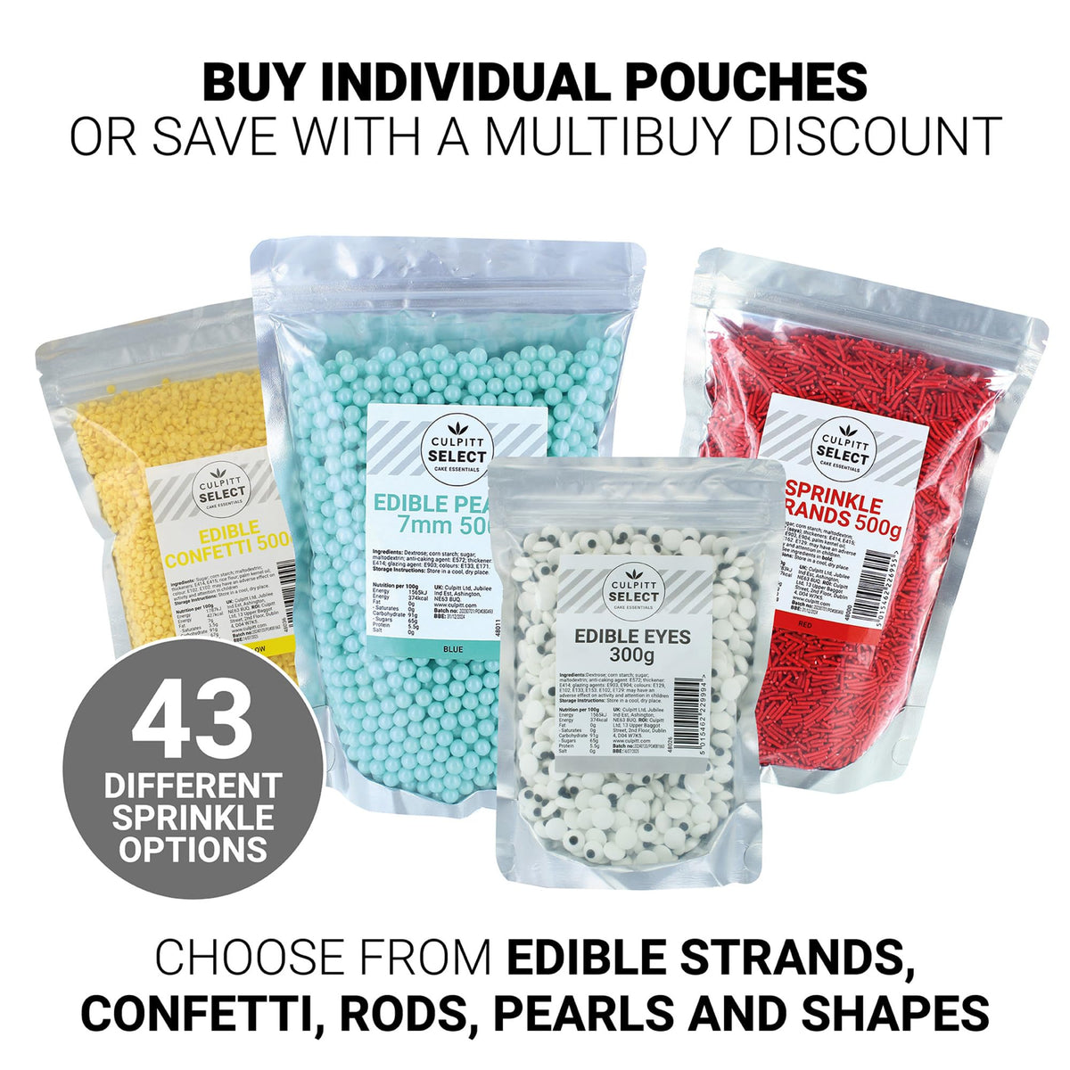 Culpitt Purple Sugar Rods - 500g Pouch | Edible Cake Decorations | 22mm Size 5