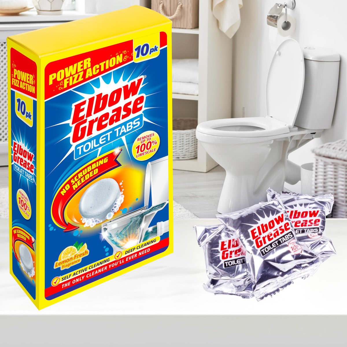 Elbow Grease Toilet Cleaner Tabs - Lemon Fresh Scent | Pack of 10 Tablets | Limescale Remover 6