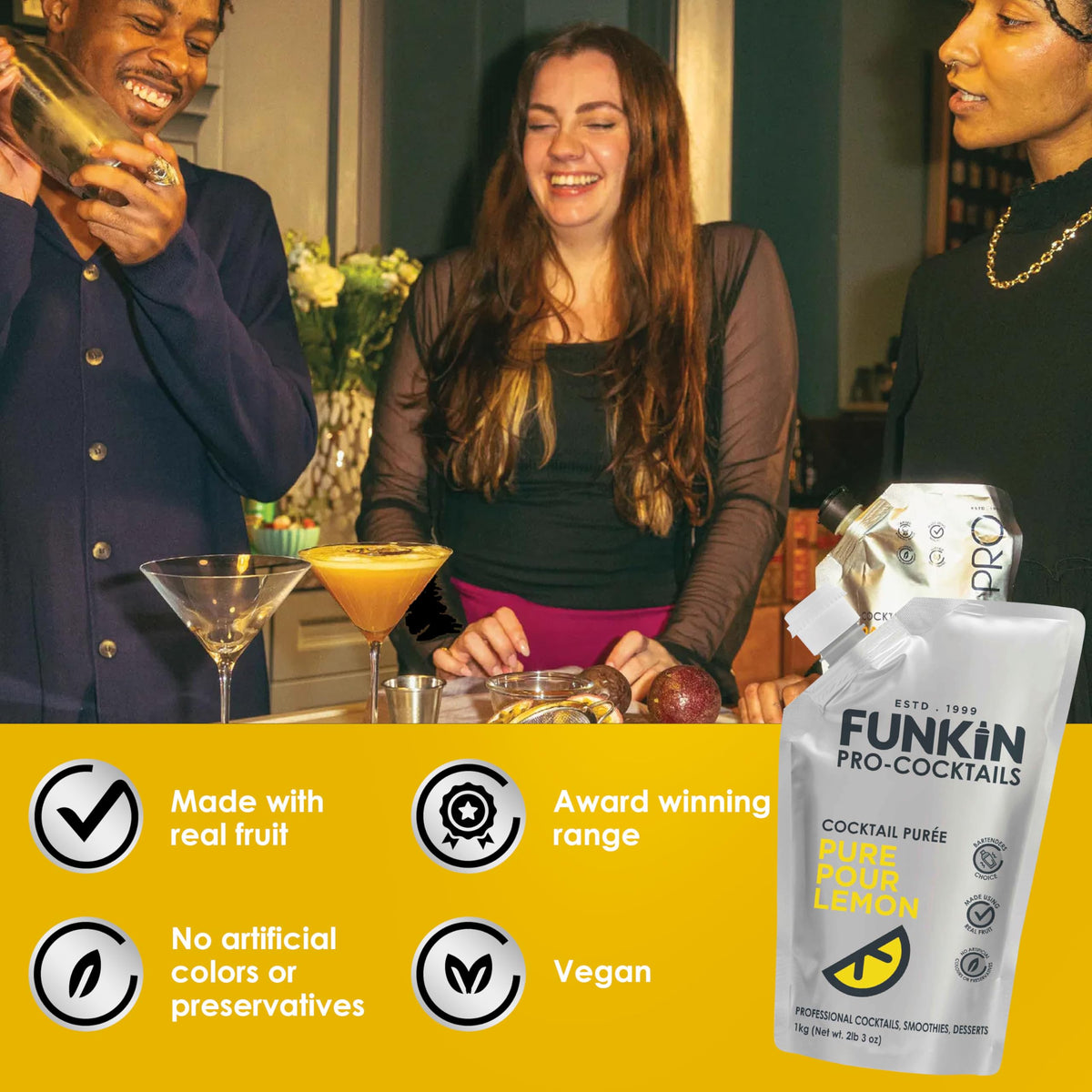 Funkin Pro Pure Pour Lemon Juice - 1kg Pouch | Sugar Free | Vegetarian 8