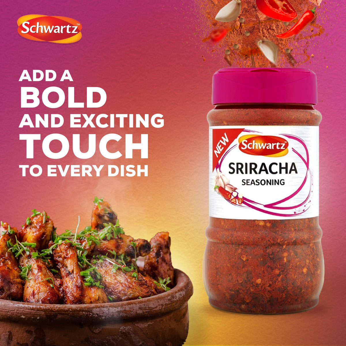 Schwartz Sriracha Seasoning - Thai-Inspired Flavour with Chilli & Garlic | 640g (Pack of 2)