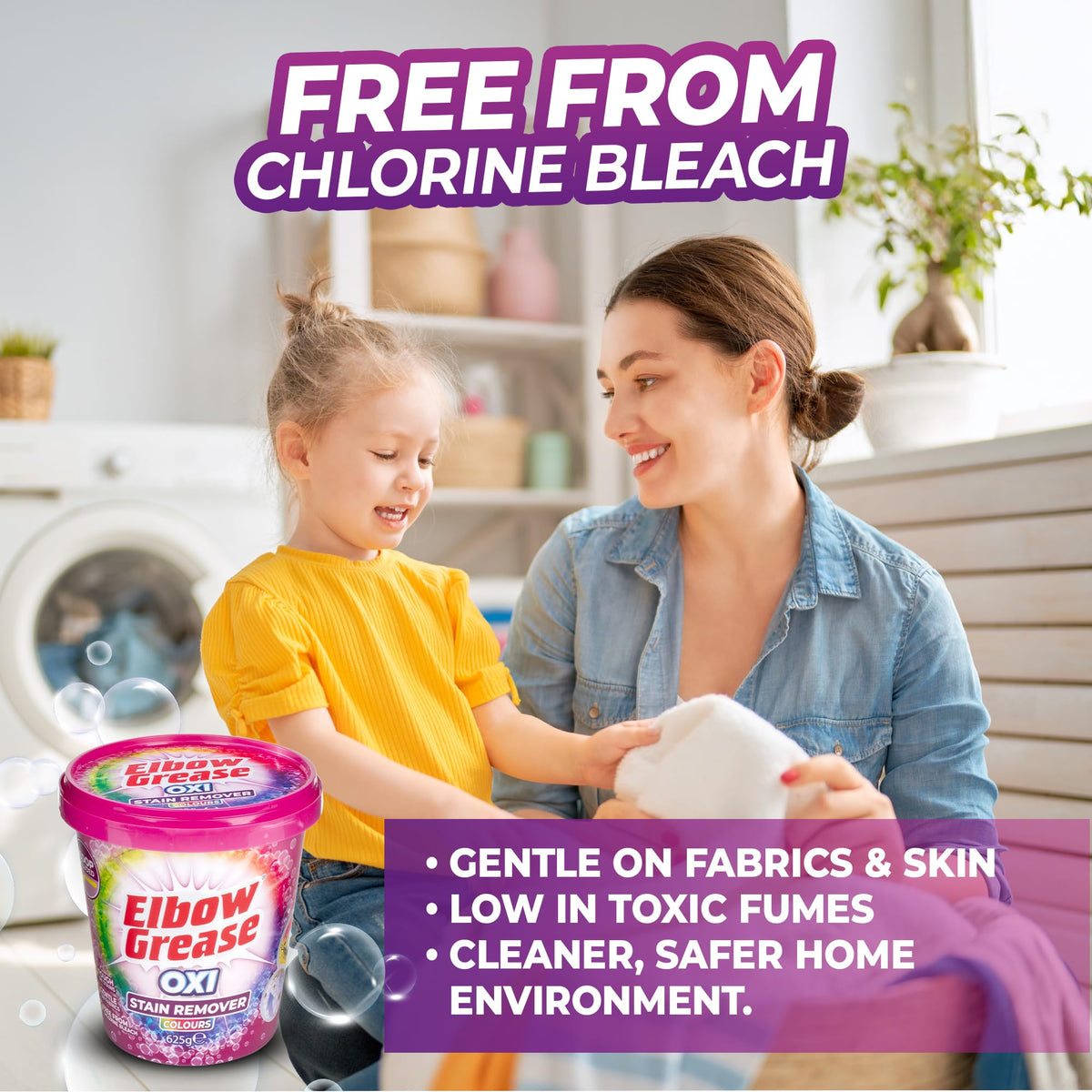 Elbow Grease Oxi Powder Stain Remover for Colours - 625g | Bleach Free | Works at Low Temperatures 7
