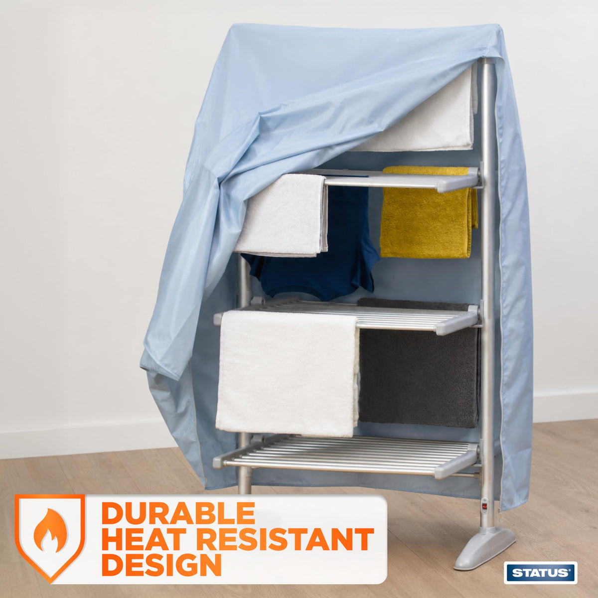 Status 3 Tier Heated Clothes Airer Cover - Boosts Drying Speed | Breathable | Folds Flat 3