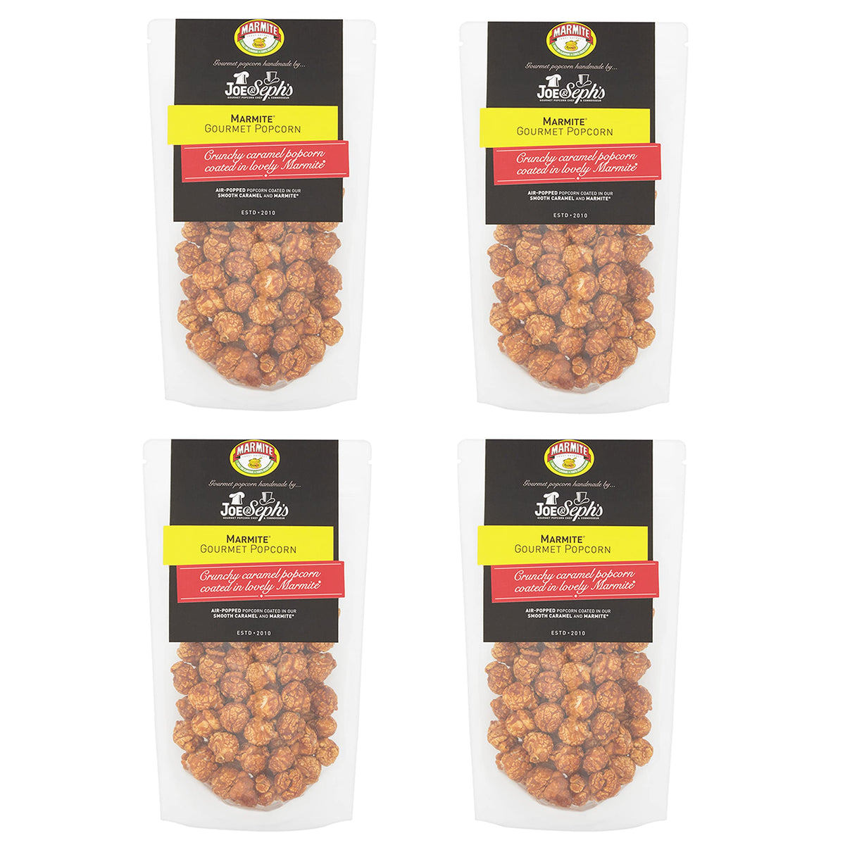 Joe & Seph's Marmite Popcorn - 4 x 80g Bags | Gourmet Air-Popped Snack