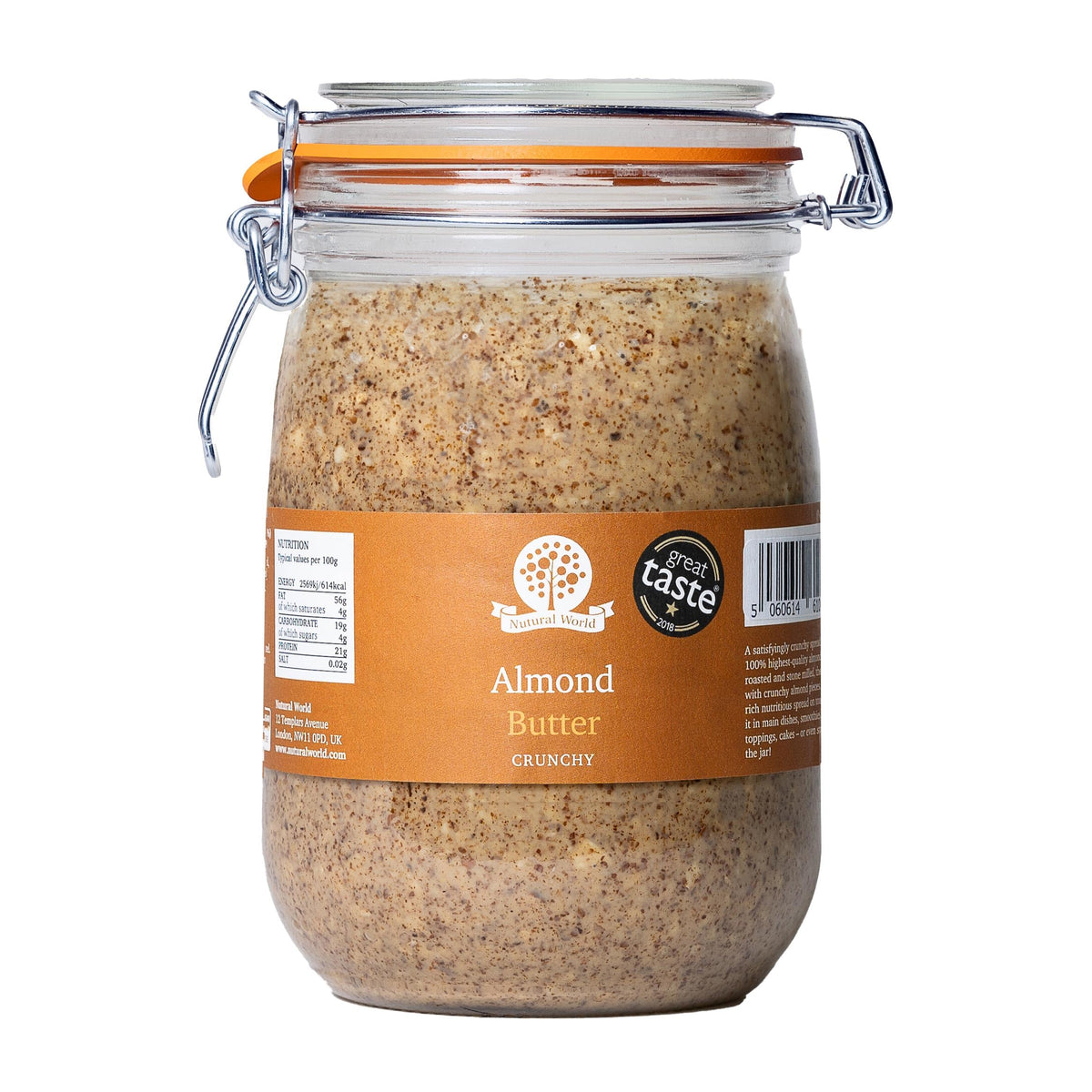 Nutural World Crunchy Almond Butter - 1kg Jar | Great Taste Award Winner
