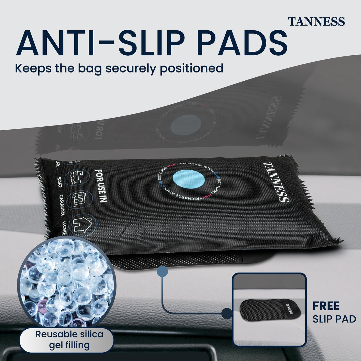 TANNESS Moisture Absorber - 1kg Silica Gel Bag | Reusable | Odor Control 3