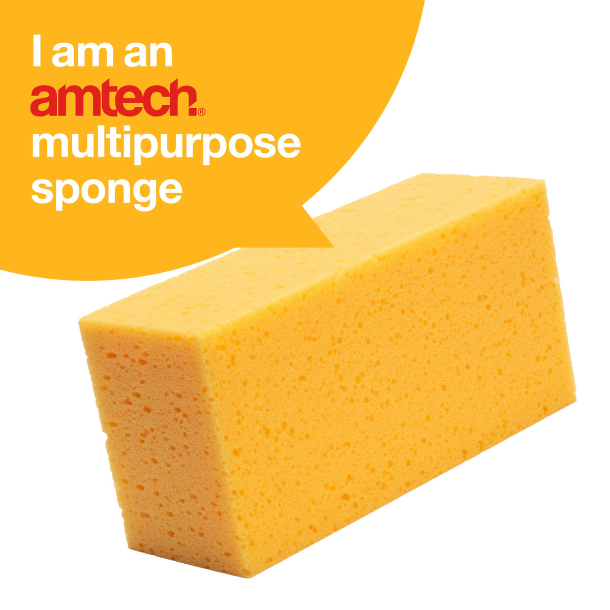 Amtech Multipurpose Sponge - Highly Absorbent, Durable | Yellow, 22x11x8cm 3
