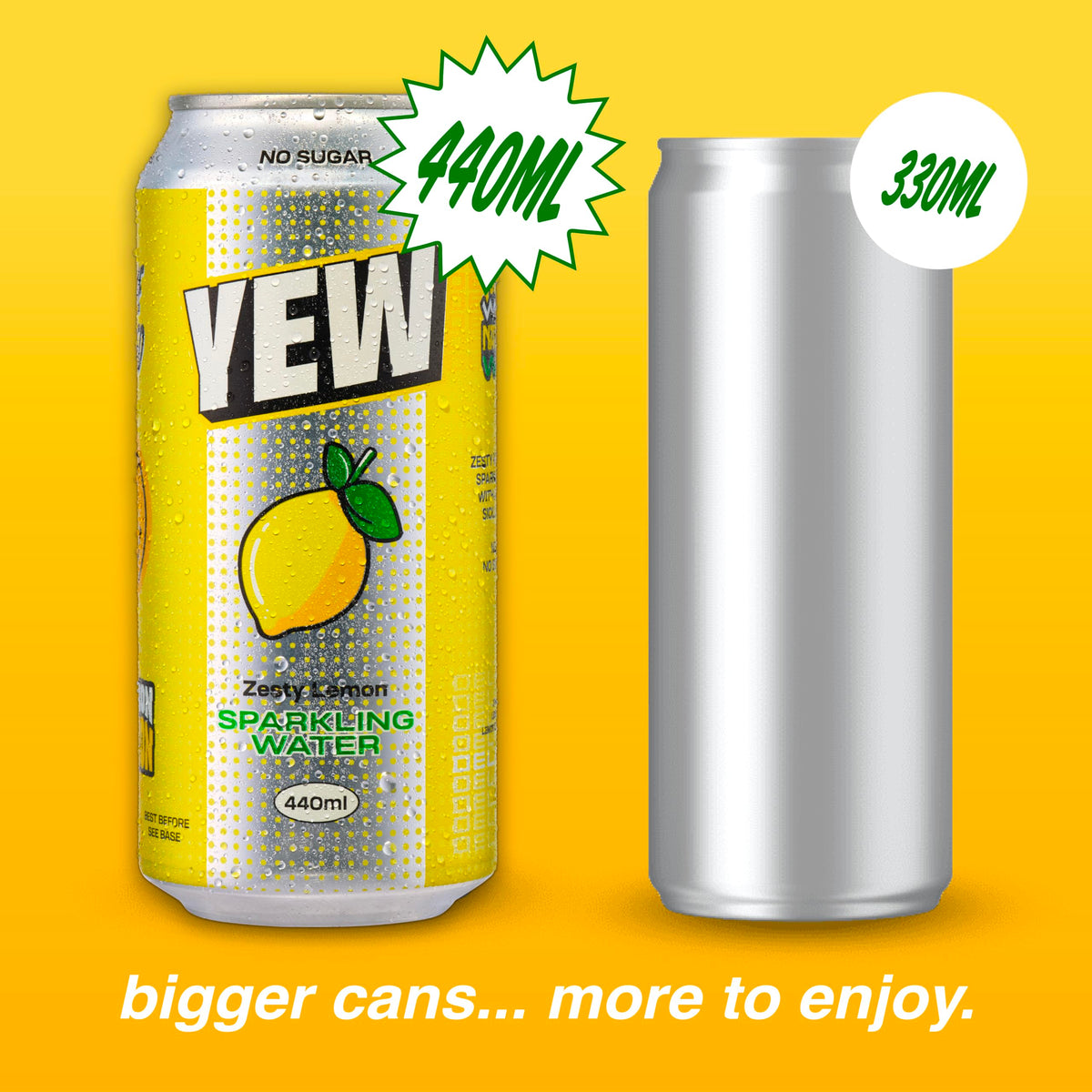 YEW Zesty Lemon Sparkling Water - Zero Sugar, Zero Calories | 440ml Can 2