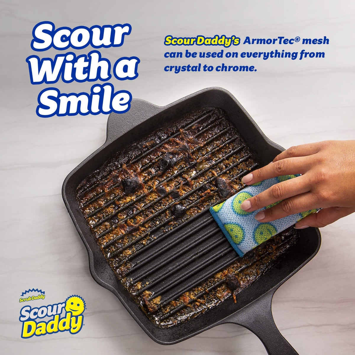 Scrub Daddy Scour Daddy Essentials - Pack of 4 | Scratch-Free Scouring | FlexTexture Core 2