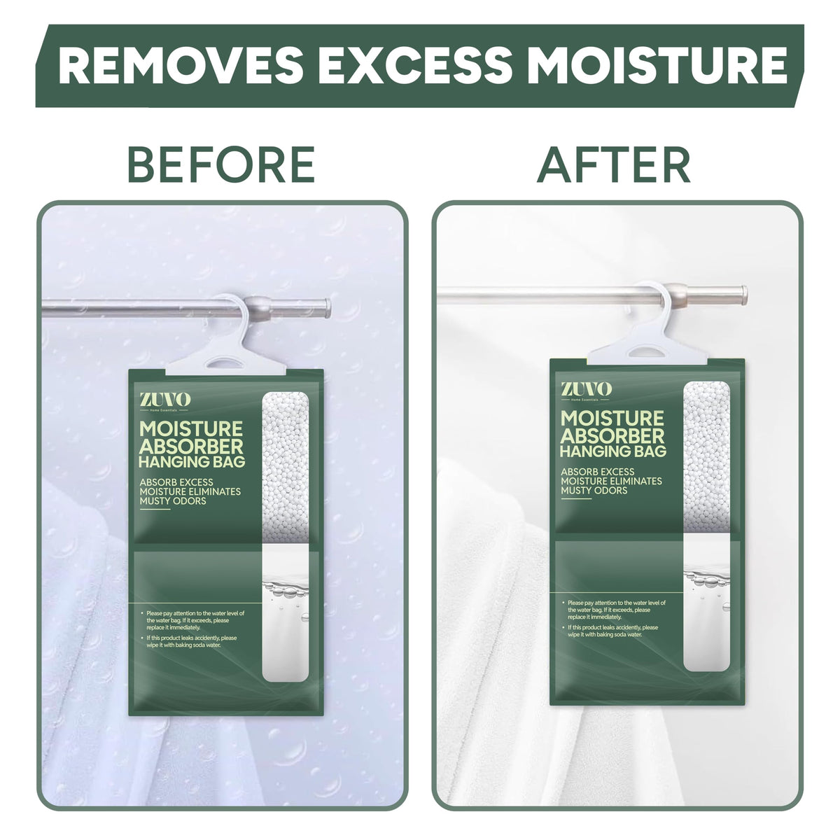 Zuvo Wardrobe Dehumidifier Hanging Bags - Moisture & Mould Remover | 6 Pack 7