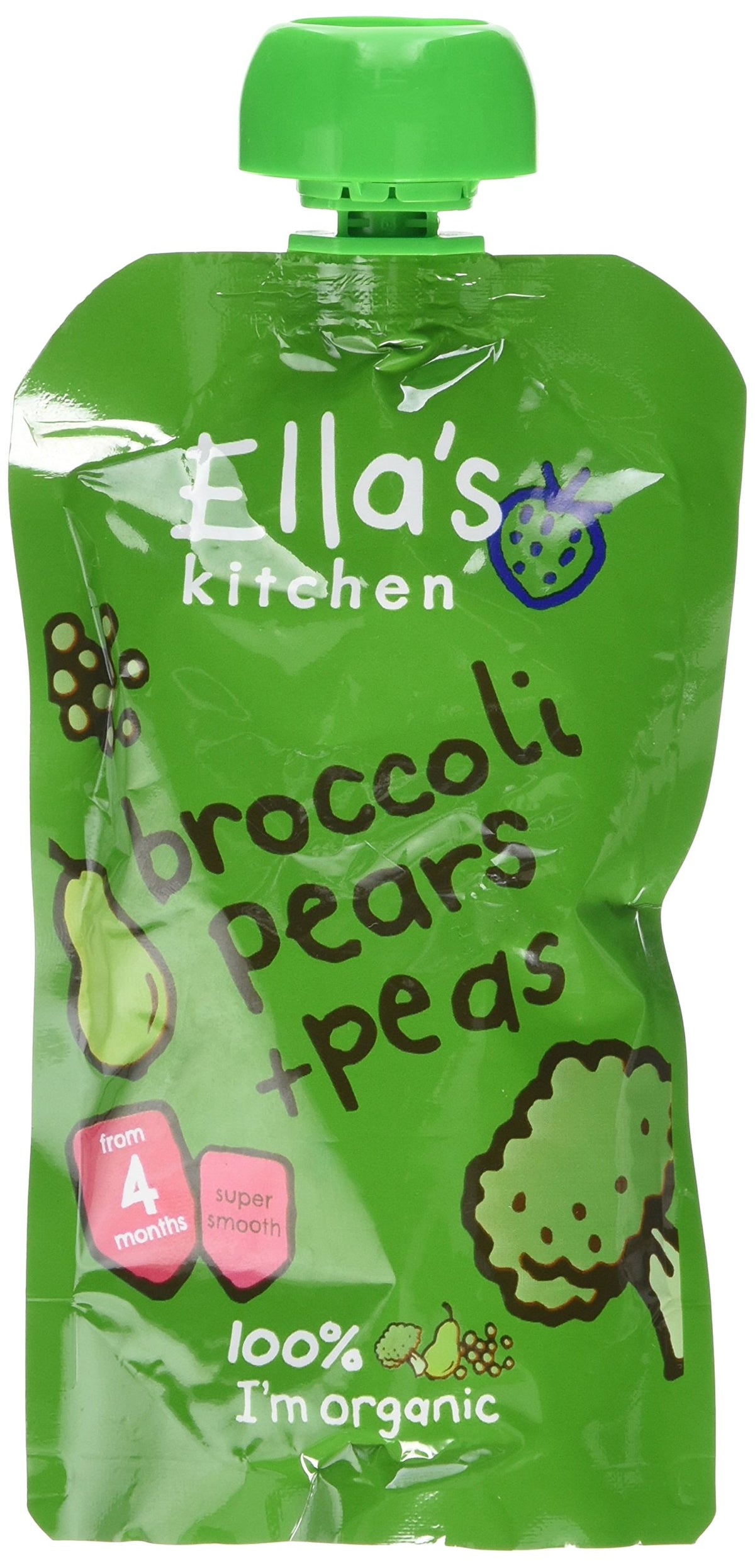 Ella's Kitchen Organic Broccoli, Pear and Peas - Stage 1 Baby Food | 120g Pouch 1
