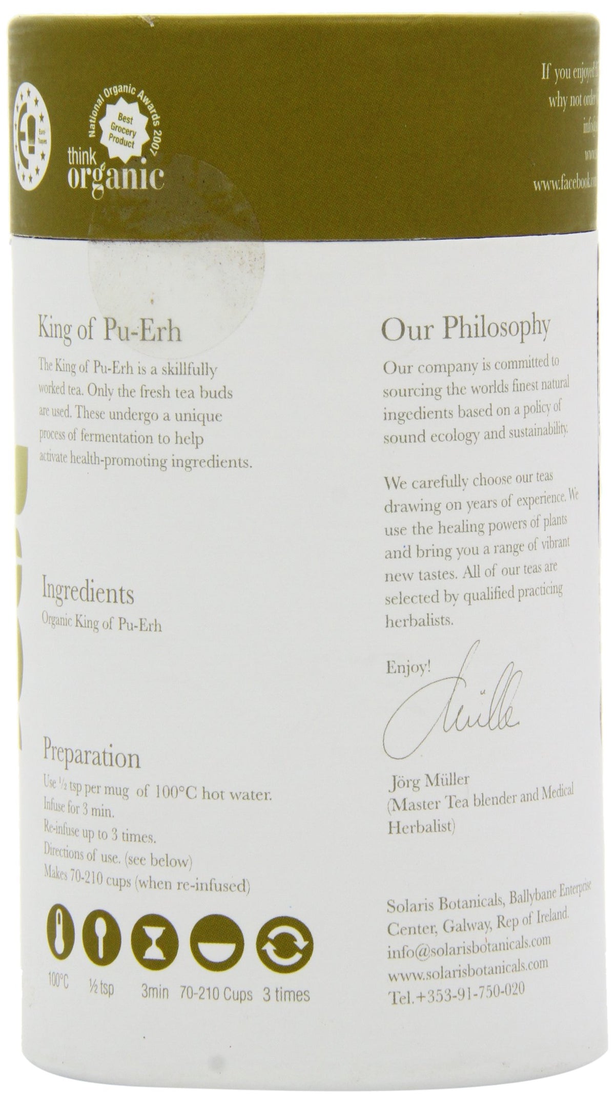 Solaris Tea Organic Loose Whole Leaf King of Pu Erh - Aged 6 Years | 100g | Gold Star Winner 4