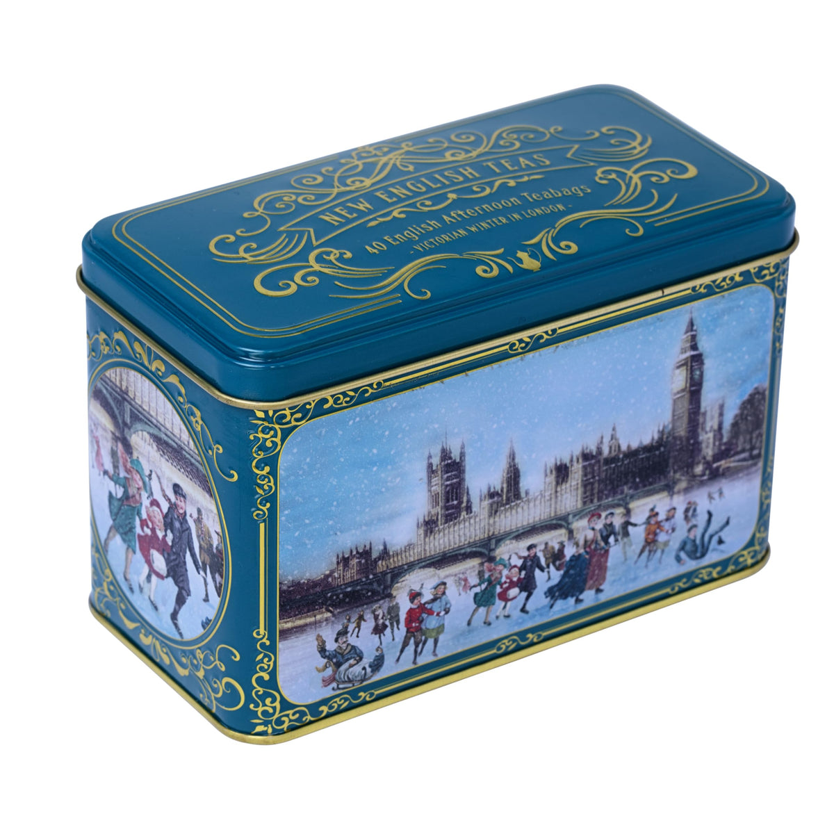 New English Teas Victorian Skaters Christmas Tea Tin - 40 English Afternoon Tea Bags, 80g