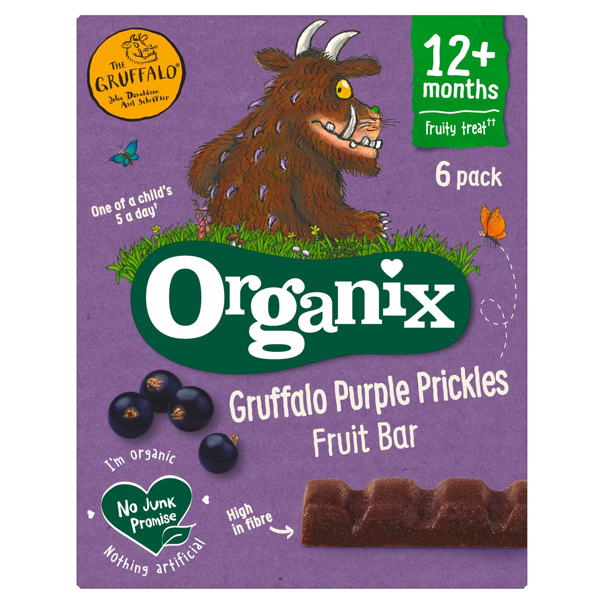 Organix Gruffalo Purple Prickles Blackcurrant Fruit Bars - 1 of Your Little One's 5 a Day | 6 x 17g Bars | Organic 3