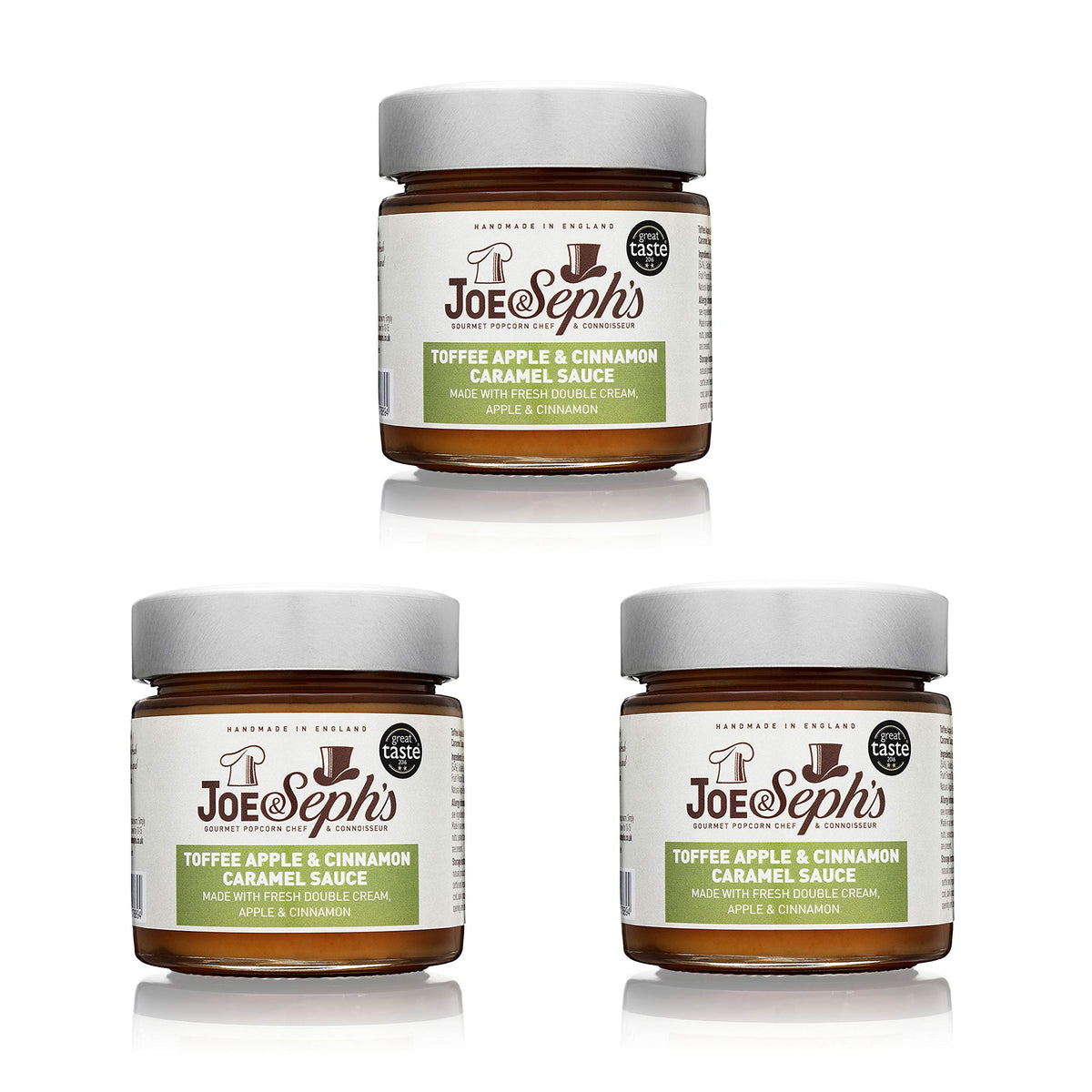 Joe & Seph's Toffee Apple & Cinnamon Caramel Sauce - 3 x 230g Jars | Handmade in Great Britain | 100% Natural Ingredients