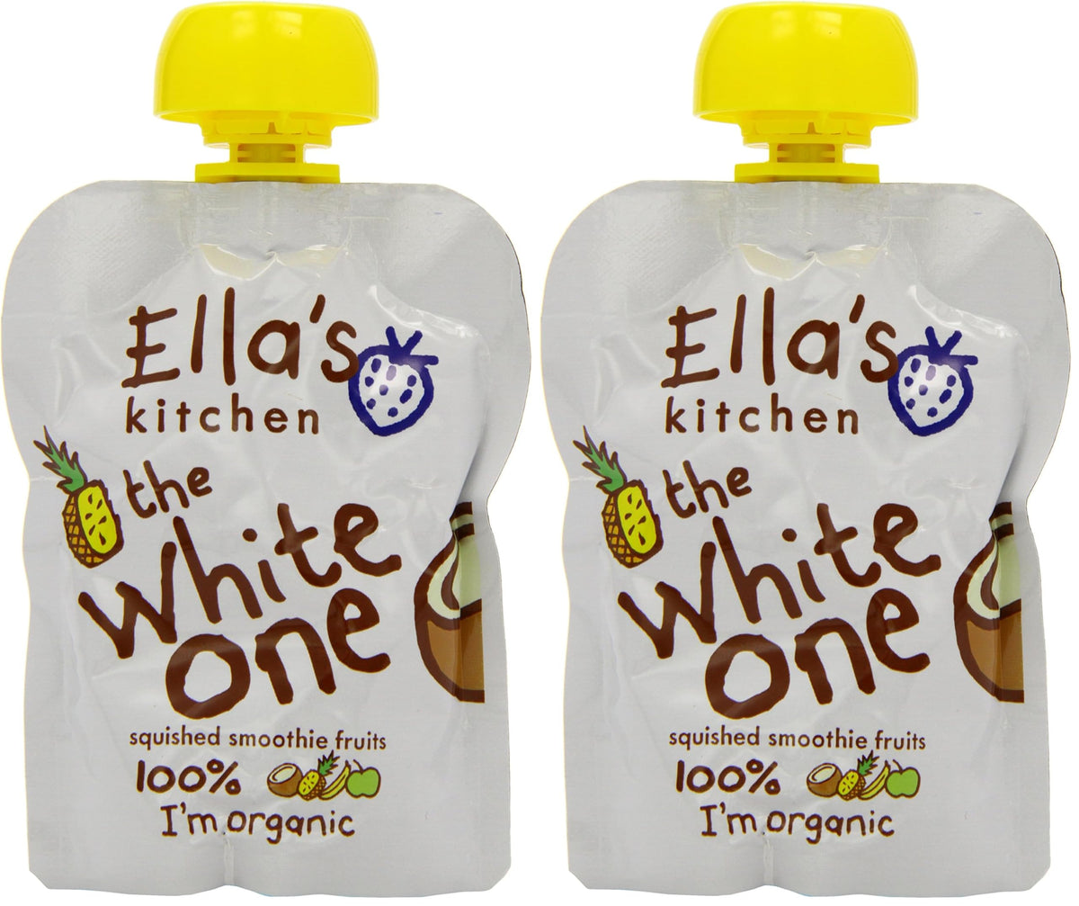 Ella's Kitchen Organic The White One Smoothie Fruit - Suitable for 6+ Months | 4 x 90g Pouches