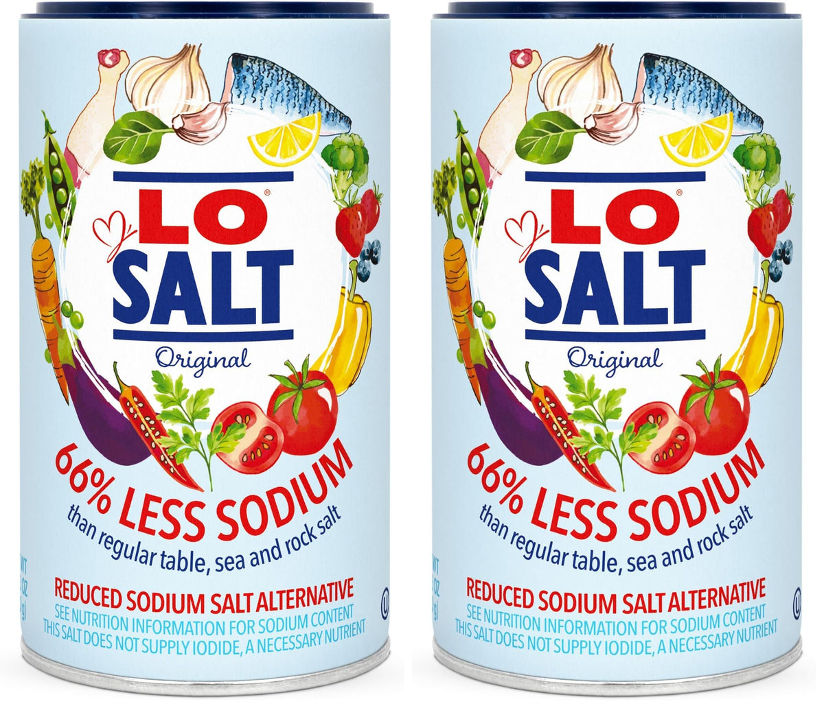 LoSalt Reduced Sodium Salt - 66% Less Sodium | Pack of 2