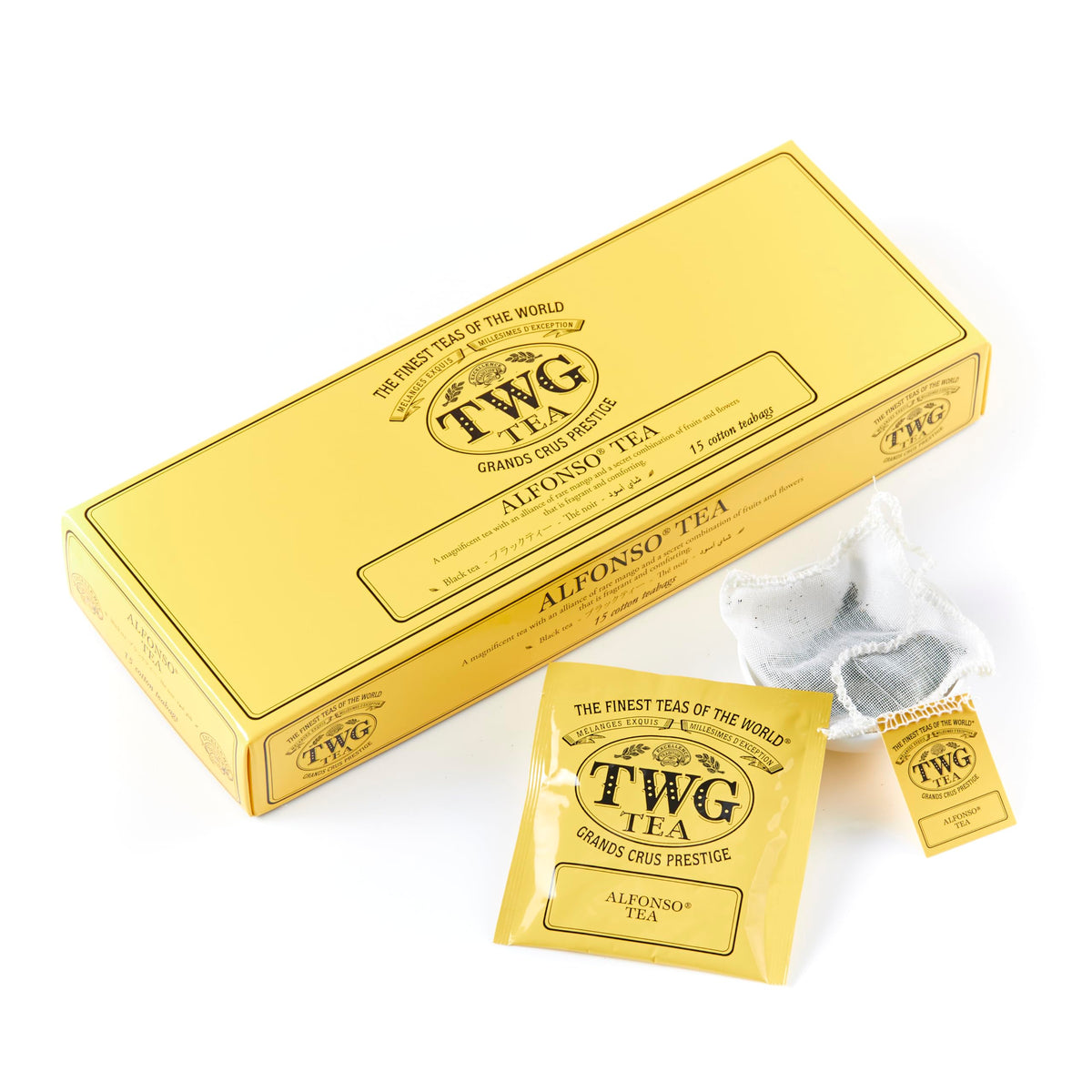 TWG Tea Alfonso Tea - Black Tea with Mango Pieces | 15 Hand-Sewn Cotton Teabags