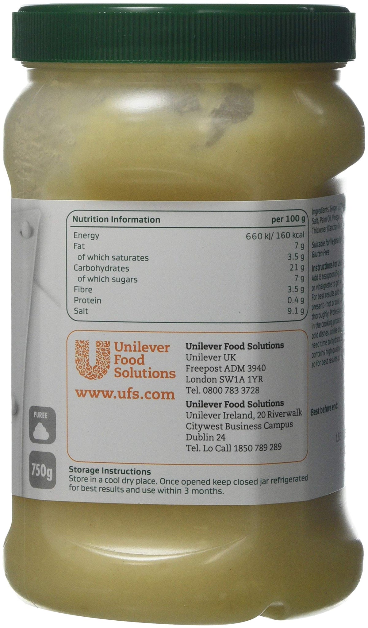 Knorr Professional Ginger Paste - Gluten Free, Vegan, Vegetarian - 750g