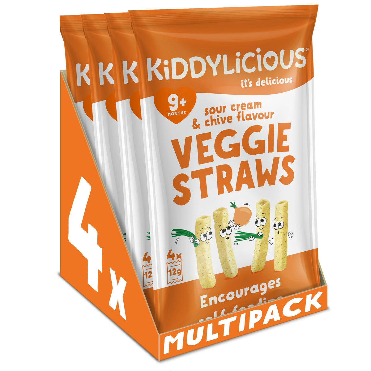 Kiddylicious Sour Cream & Chive Straws - Toddler Snacks | Gluten Free | Vegan | 4 Count