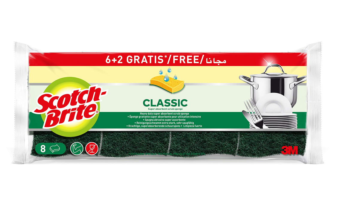 Scotch-Brite Classic Cellulose Scrub Sponge - Heavy Duty Cleaning, 8 Pack
