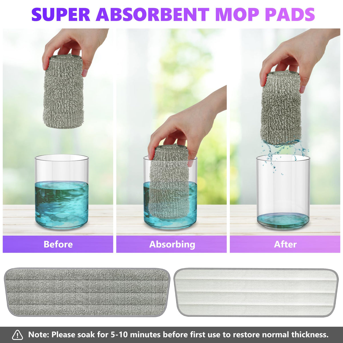 ILAVCOOL Microfiber Mop Pads - 6 Pack | Reusable & Machine Washable | For Tile, Wood & Composite Floors 6