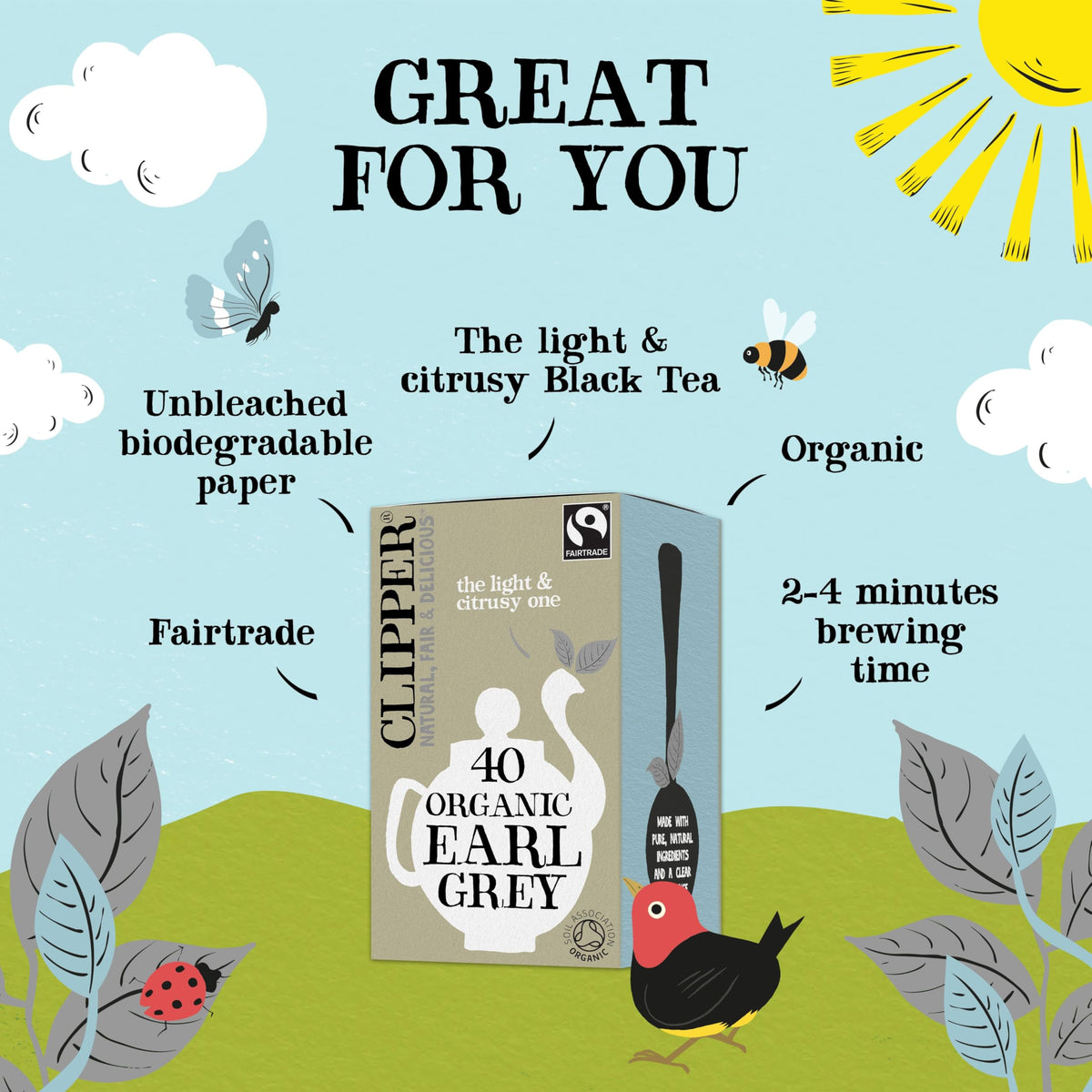 Clipper Organic Earl Grey Tea Bags - 40 Count Pack of 4 | Fairtrade, Biodegradable 2