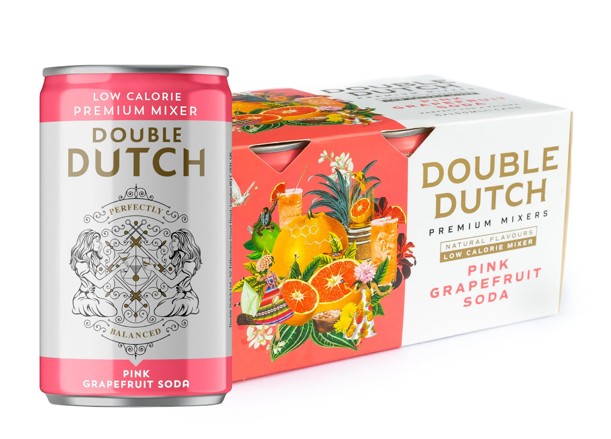 Double Dutch Pink Grapefruit Tonic Water - Low Calorie, Natural Ingredients, 6 x 150ml Cans 1