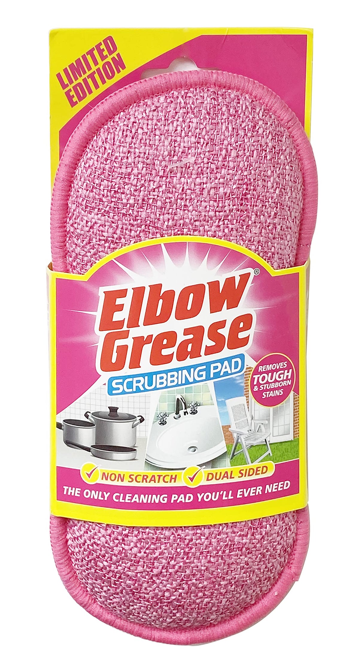 Elbow Grease Pink Scrubbing Pad - Dual Sided, Non-Scratch, Reusable | 1 Pack